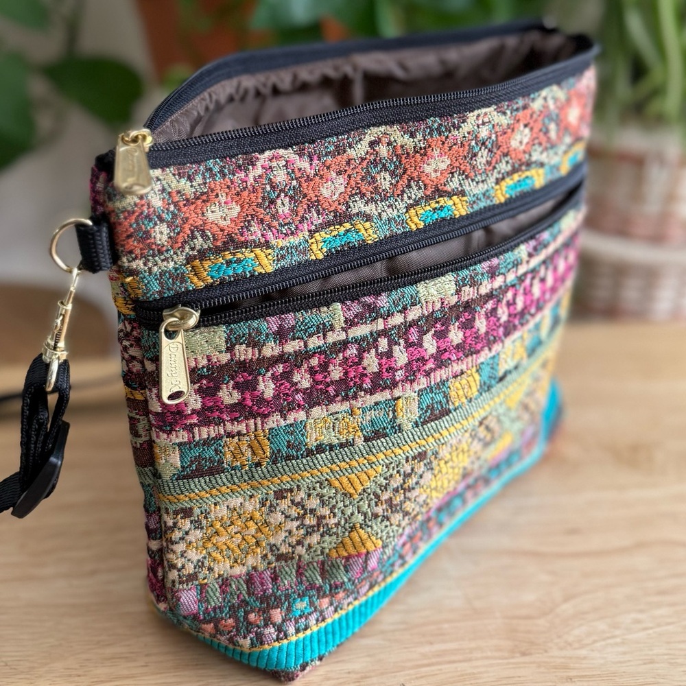 Danny K Boho Tapestry Crossbody Shoulder Bag Multicolor Made in USA Artisan Folk - Picture 7 of 16